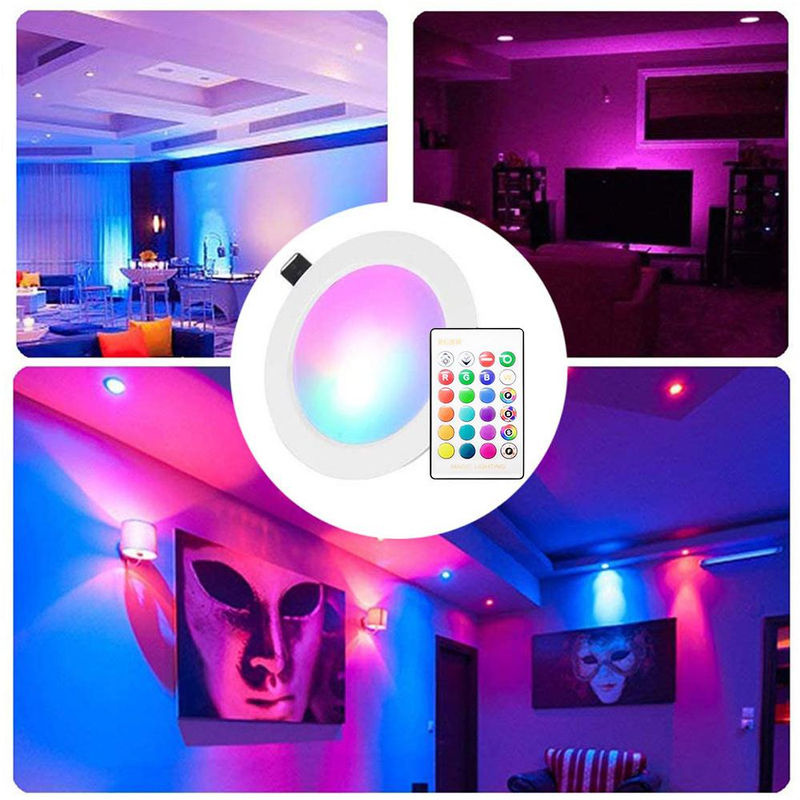 TOMTOP JMS RGBW LED-Einbauleuchte mit IR-Fernbedienung, 5W dimmbar, 16 Farben und 4 Blinkmodi, rund, weiß - Bild 8
