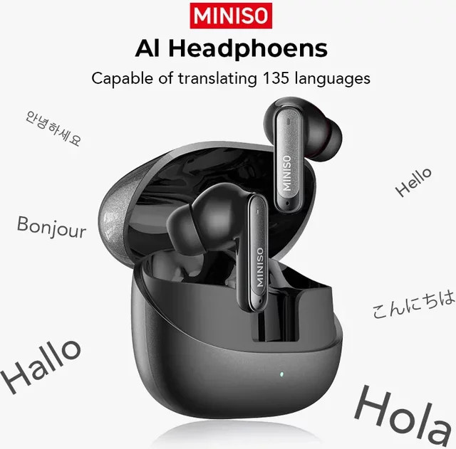 MINISO MS106 Bluetooth-Kopfhörer mit AI Translator, TWS Ohrclip Sport-Kopfhörer mit Rauschunterdrückung in Blau - Bild 1