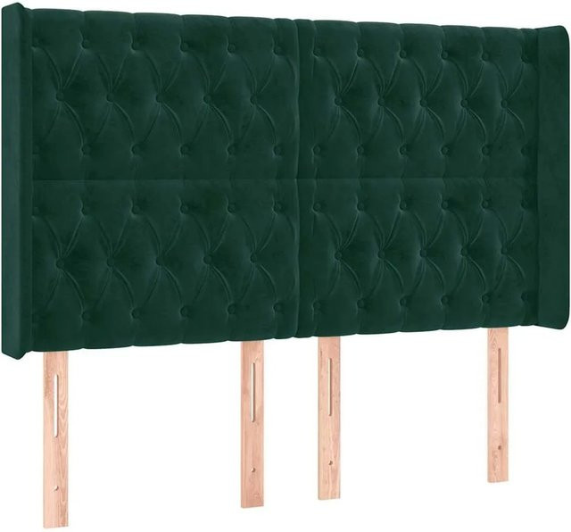 vidaXL Kopfteil mit Ohren in Dunkelgrün aus Samt, B/T/H: 147 x 16 x 118 cm - Bild 1
