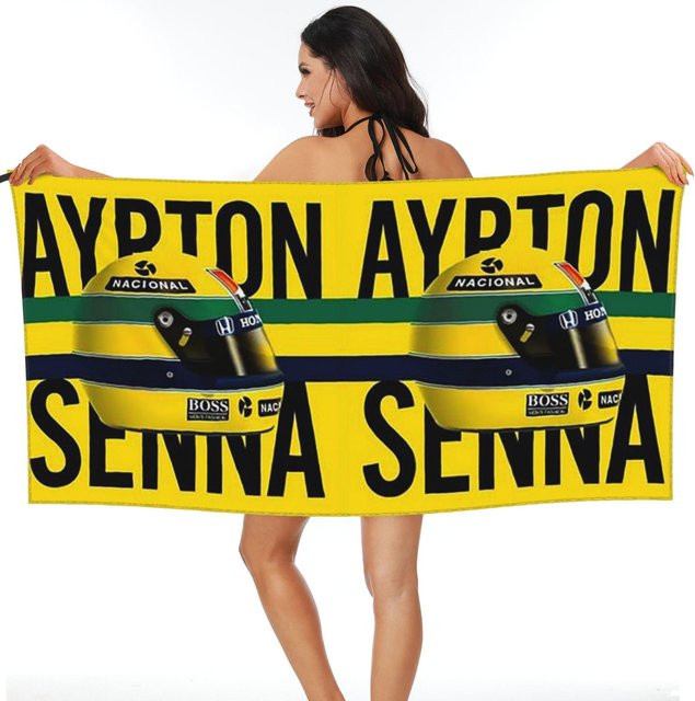 Ayrton Senna Rennwagen Strandtuch aus Mikrofaser in Gelb, B/H: 70 x 140 cm - Bild 1