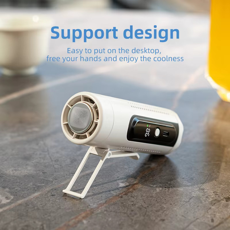 HAOYUNMA 5-in-1 Tragbarer Ventilator mit Eiskühlung und Taschenlampe, Weiß, 3000 mAh Akku, USB-aufladbar mit LED-Anzeige und 5 Geschwindigkeitsstufen - Bild 6
