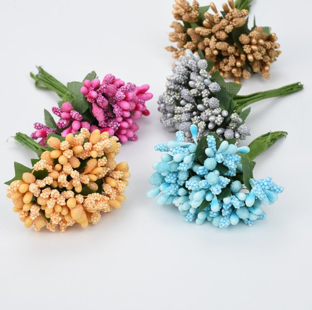 XIAOYINMO Künstliche Staubblatt Blumen in Multicolour für DIY Dekorationen, Hochzeiten und Kränze - Bild 1