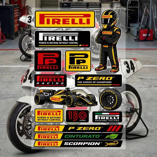 PIRELLI Graffiti-Aufkleber aus wasserfestem PVC in Multicolour für Auto, Motorrad, Skateboard und Helm, Breite: 30,0 cm - Bild 1