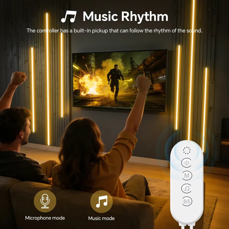 Gyarfas LED Neon Flex Set mit Bluetooth-Controller, zuschneidbares weißes Silikon-Lichtband mit Musik-Sync und Timer für moderne Heimbeleuchtung, DC24V - Bild 3