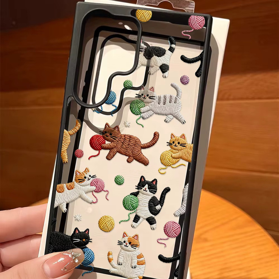 Matt-transparente Katzen-Handyhülle mit Lanyard für Samsung Galaxy Modelle (A17, A07, A56 5G, A16, A55, A54, A36, A26, A35, S26, S25 Ultra, S24 FE, S23) - Bild 4