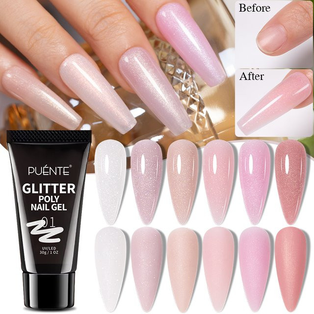 PUENTE Nagelgel, Rosa Glitter, 30 ml - Bild 1