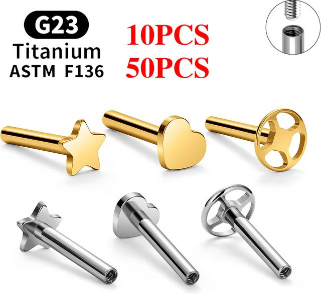 UHERA Piercing Ohrstecker Titan, Stern- und Herzform, 16G, Unisex - Bild 1