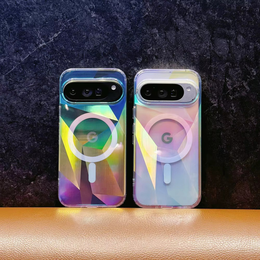 Magnetische Schutzhülle mit Gradient-Laser-Diamantmuster für Google Pixel 10 Pro XL, 10A, 9 Pro XL und 9A, Transparent, MagSafe kompatibel - Bild 3