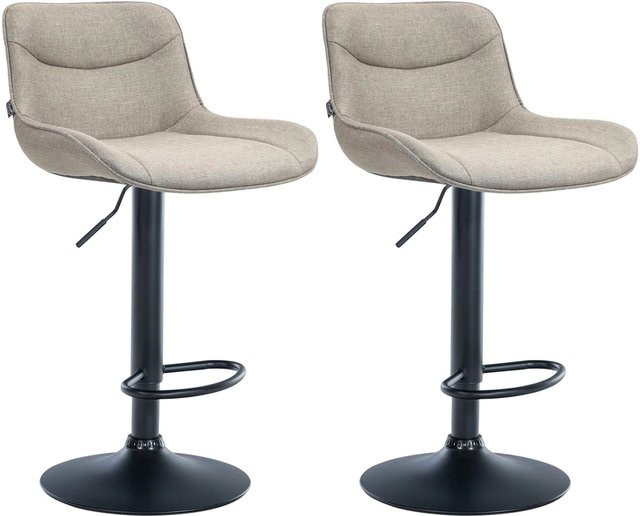 DELUKE Barhocker 2er Set TAMPA Tresenhocker mit Lehne aus Stoff und Kunstleder in Taupe und Schwarz - Bild 1