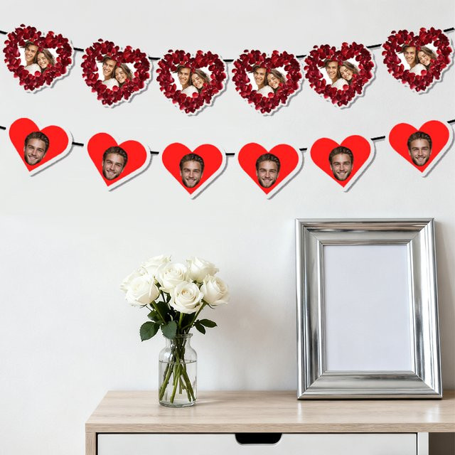Joy-enlife Valentinstag Banner mit rotem Herz-Design als hängende Girlande für Party, Hochzeit und Verlobung - Bild 1