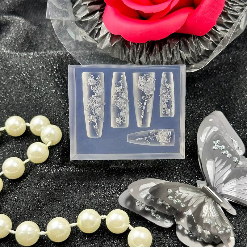 Silikonformen für Nagelkunst und Schmuckherstellung, Rosenblüten-Charms - Bild 2