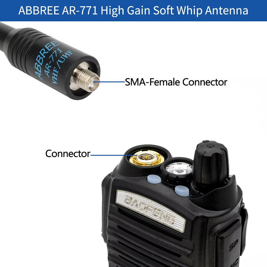 Abbree AR-144 SMA Weibliche Dualband Antenne 430 MHz Schwarz für Baofeng UV-5R S9 Plus UV-13 21Pro und Quan Sheng UV-K5 Walkie Talkie - Bild 2