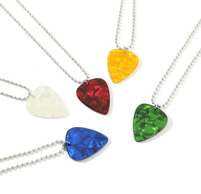 TAKARA TOMY Halskette Gitarrenplektrum-Anhänger, Edelstahl, Silber, Unisex - Bild 1