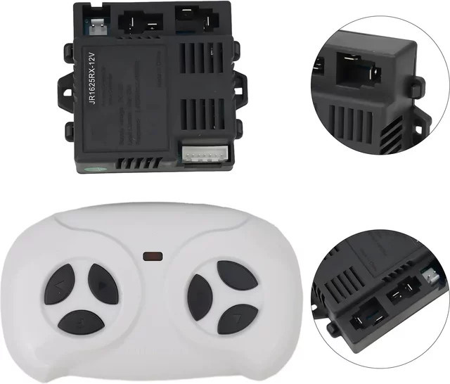 DAZZLEEX JR1625RX-12V Empfänger und Fernbedienung Set für Kinder Elektroautos, 2,4G Sender mit Bluetooth, Weiß - Bild 1