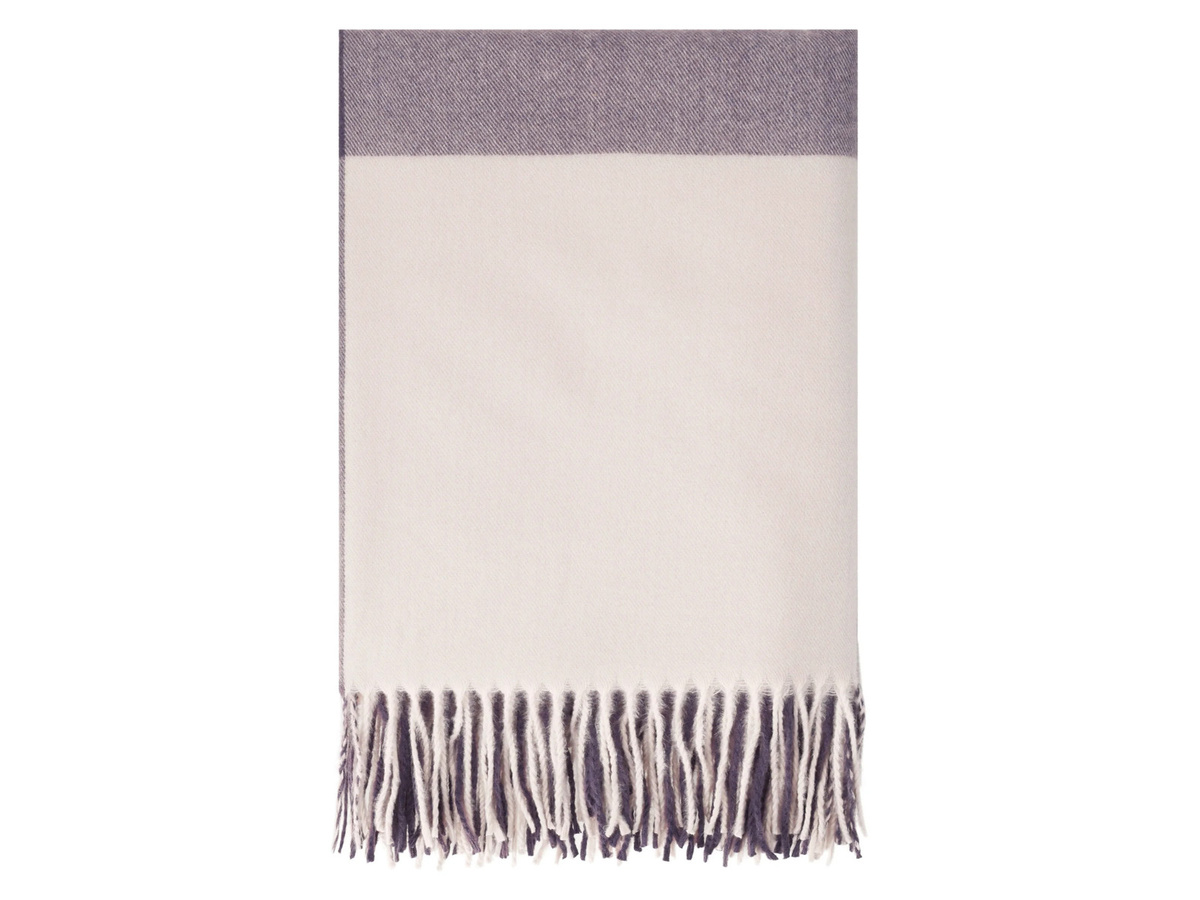 LIVARNO Wohndecke in Lila und Grau, B/B: 130 x 170 cm, flauschig mit Fransen - Bild 2