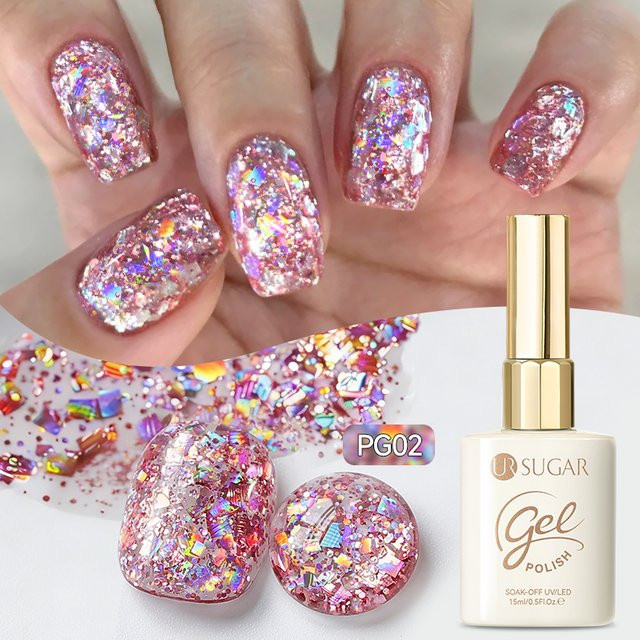 UR SUGAR Gel-Nagellack, Rosa, 15 ml, Schimmernd - Bild 1