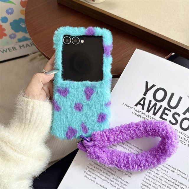 Flauschige Plüsch-Handyhülle mit Schlaufe für Samsung Galaxy Z Flip und Z Fold Modelle in Multicolour, stoßfeste Schutzhülle - Bild 1
