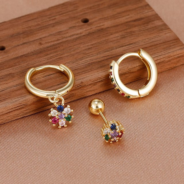 Yuedane Schmuck-Set, Creolen, Kristall, Gold, Damen - Bild 1