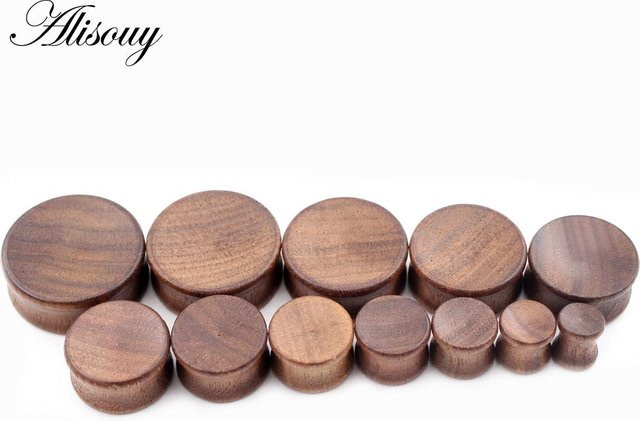 Alisouy Ohr Tunnel Plugs, Holz, beige, Damen - Bild 1