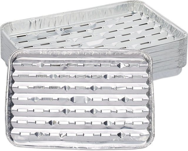 Hitzebeständige Grillschale aus Aluminium von Relaxdays in Silber, B/T/H: 34 x 22 x 3 cm - Bild 1
