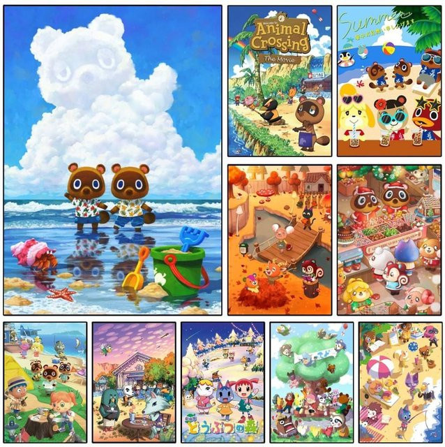 Vintage Cartoon Animal Crossing Poster aus Papier in Mehrfarben, Wandkunst für dein Zuhause oder Arbeitszimmer, B/H: 15 x 15 cm - Bild 1