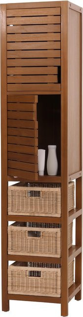 MCW Teak-Hochschrank M84 Badschrank aus Teakholz in Braun, H x B x T: 120 x 40 x 40 cm - Bild 1