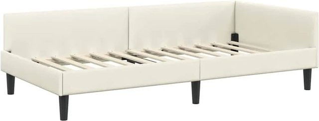 vidaXL Eckbettgestell mit Kopfteil in Beige aus Stoff, B/T/H: 90 x 200 x 204 cm - Bild 1