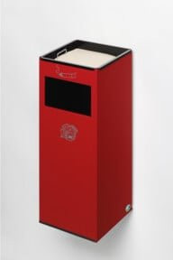 VAR Wandascher WH 66 Wandabfallbehälter mit Einwurfklappe aus Stahl, Rot, 29 l - Bild 1
