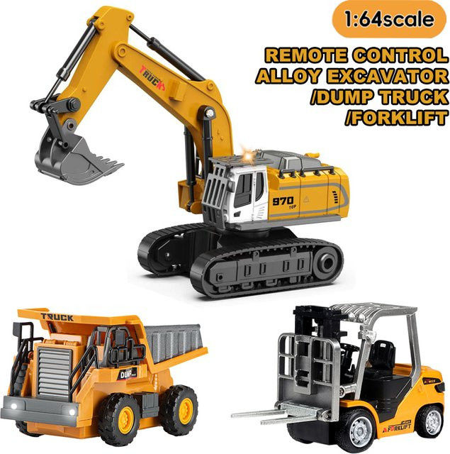 JIKEFUN RC Modellauto, Bagger Muldenkipper Gabelstapler, 1:64, Metall, Kunststoff - Bild 1