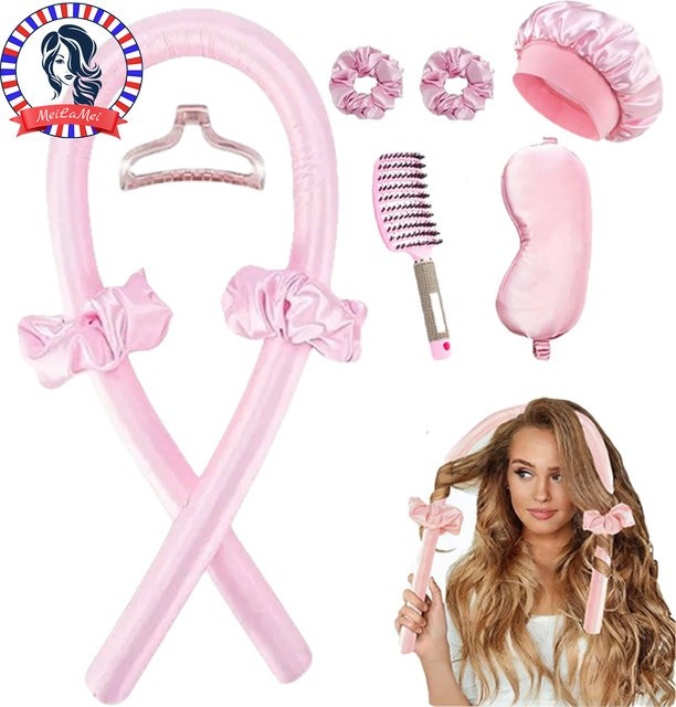 WANMEI Pink Heatless Curling Rods Set, Haarstyling- und Pflegeset - Bild 1