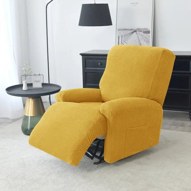 Elastischer Jacquard-Sesselüberzug für Relaxsessel und Liegestühle in Gelb - Bild 1
