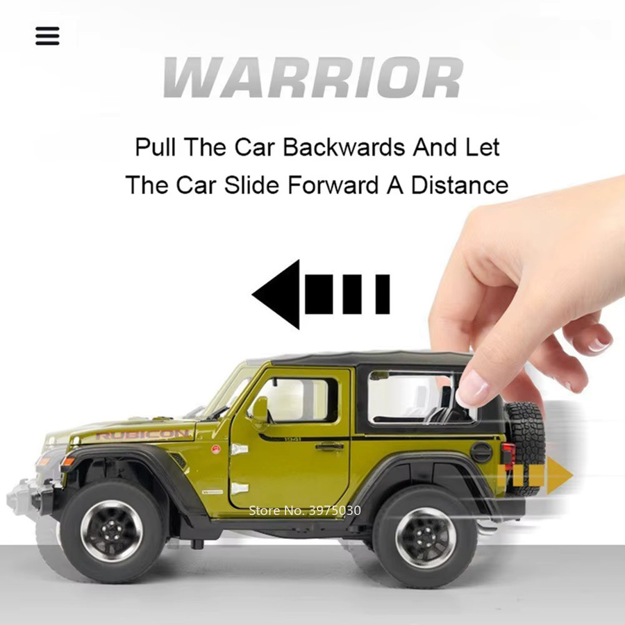 MAKEDA Wrangler Rubicon Druckgussauto, SUV-Fahrzeug, Maßstab 1:24, mit Ton und Licht - Bild 3