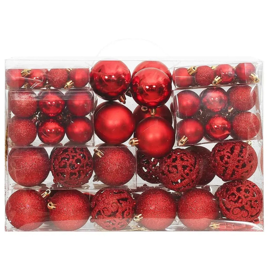 vidaXL 111-teiliges Weihnachtskugel-Set in Rot aus Polystyrol für deinen Weihnachtsbaum - Bild 2