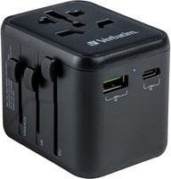 Universal-Reiseadapter UTA-02 mit USB-C PD und USB-A QC in Schwarz - Bild 1