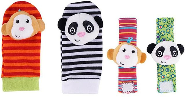 Kidsly Baby Rassel Spielzeug, Kuscheltiere, 4-teiliges Set, ab 0 Jahre, Bunt / Mehrfarbig - Bild 1
