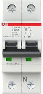 ABB S201-K0.5NA Leitungsschutzschalter 0,5A 230V Weiß - Bild 1