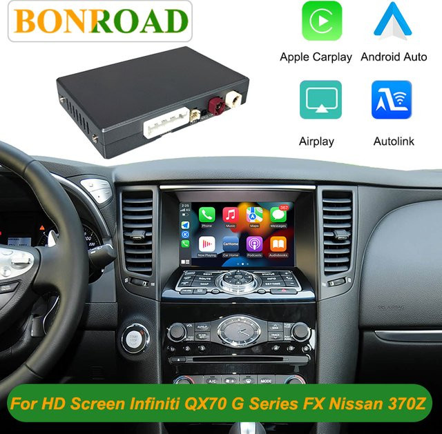 Bonroad Wireless CarPlay und Android Auto Nachrüstsatz mit Mirror Link für Infiniti QX70 FX37 FX35 QX50 EX25 EX37 QX80 QX56 in Schwarz - Bild 1