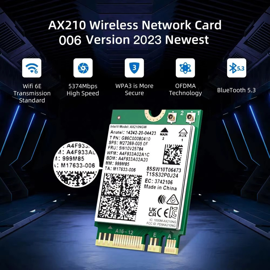 Fenvi WiFi 6E AX210NGW Drahtloser Adapter mit Bluetooth 5.3 für Desktop und Laptop, unterstützt 2,4G/5G/6GHz und 5374Mbps, kompatibel mit Windows 10/11 - Bild 2