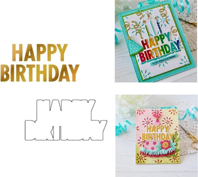 Alles Gute zum Geburtstag Stanzformen und Heißfolienplatte für Scrapbooking und Kartenhandwerk - Bild 1