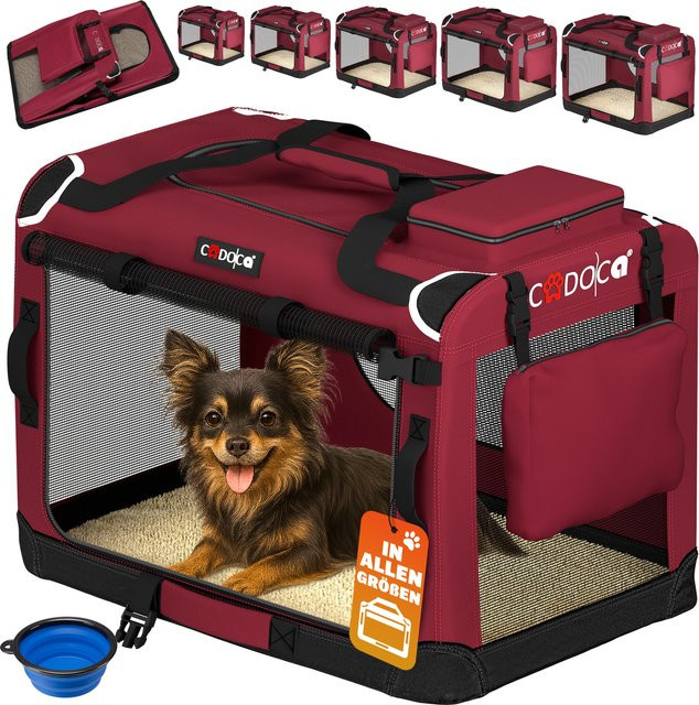 CADOCA Hundebox faltbar in Rot, B/T/H: 50 x 34 x 36 cm - Bild 1