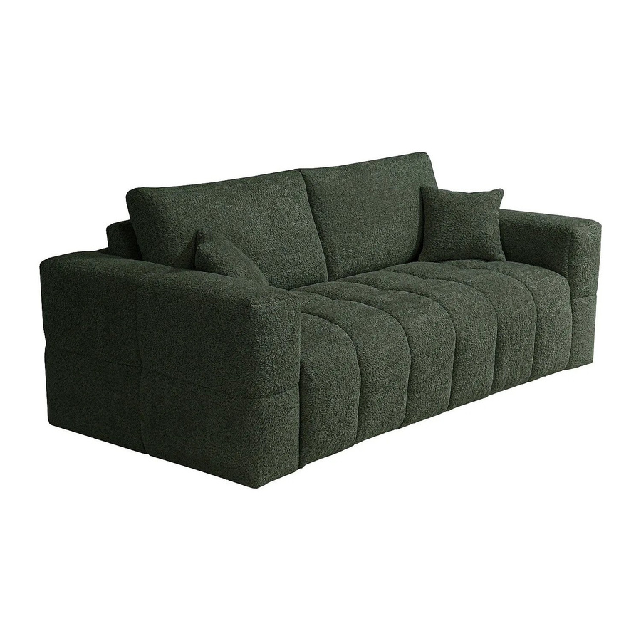 Vente-unique Schlafsofa Issoro in Grün mit Bouclé-Stoff, Breite: 235 cm - Bild 2