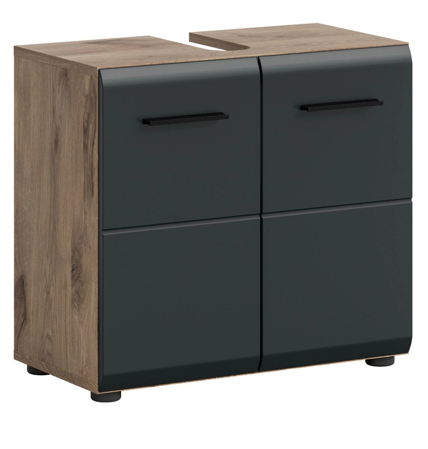 Waschbeckenunterschrank Cover von Inn.Furn in Schwarz und Eiche, Breite: 60 cm - Bild 3