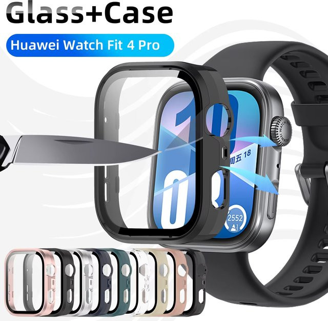 Hülle und Displayschutz für Huawei Watch Fit 4 Pro, Schwarz, Transparent - Bild 1