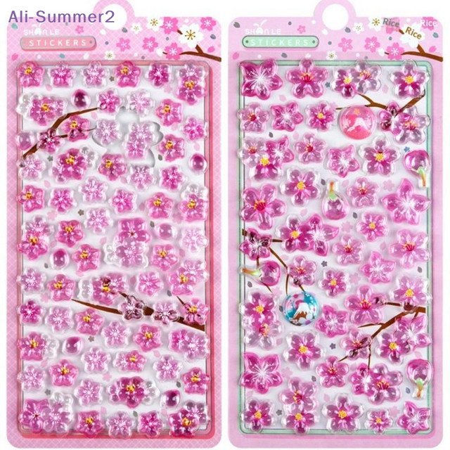 Summer2 Kirschblüten-Aufkleber in Pink mit 3D-Relief für dein DIY-Scrapbooking - Bild 1