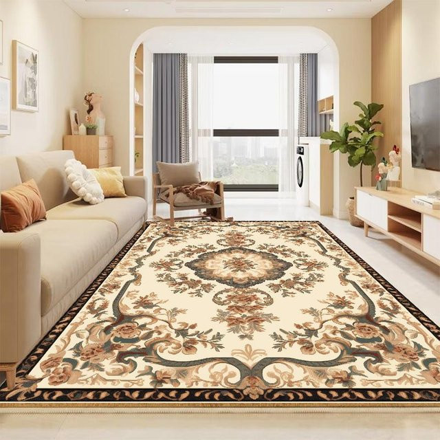 JGJG Luxusteppich in Gold und Beige mit floralem Design, weiche Bodenmatte für Wohnzimmer und Schlafzimmer, B/T: 200 x 250 cm - Bild 1