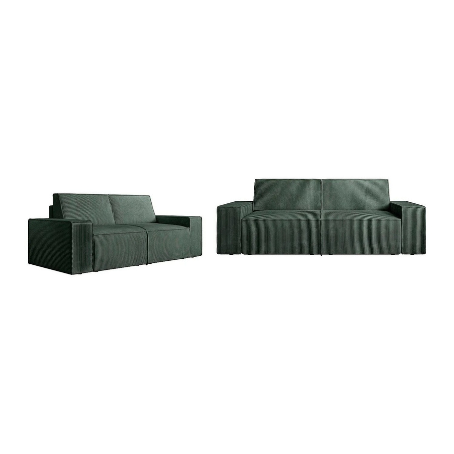 Vente-unique Couchgarnitur Amelia in Piniengrün mit Cord-Bezug, bestehend aus einem 3-Sitzer und einem 2-Sitzer, Breite: 210 cm und 230 cm - Bild 2