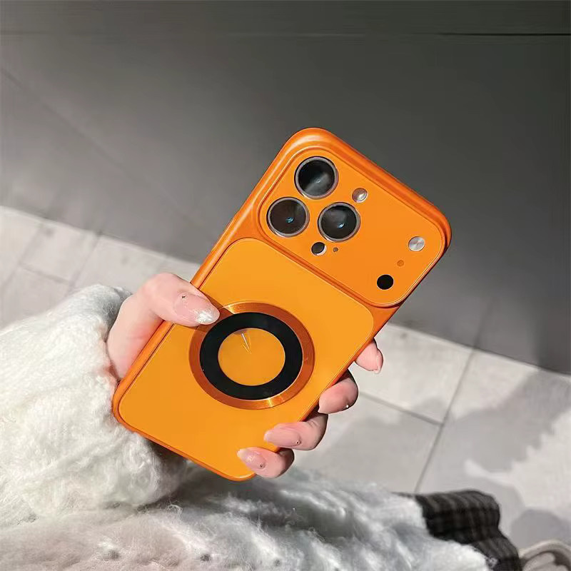 Magnetische Nano Matte Glas Schutzhülle für iPhone kompatibel mit MagSafe in Orange - Bild 2