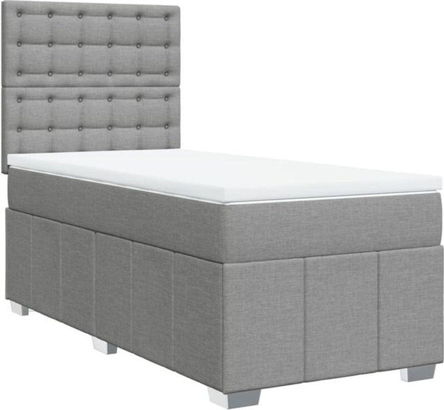 vidaxl Boxspringbett mit Matratze in Grau und Weiß aus Stoff, B/T/H: 100 x 200 x 140,5 cm - Bild 1