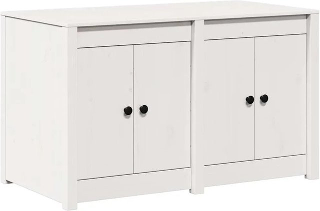 vidaXL Küchenschrank aus Massivholz Kiefer in Weiß mit Regalfächern B/T/H: 106 x 55 x 64 cm - Bild 1