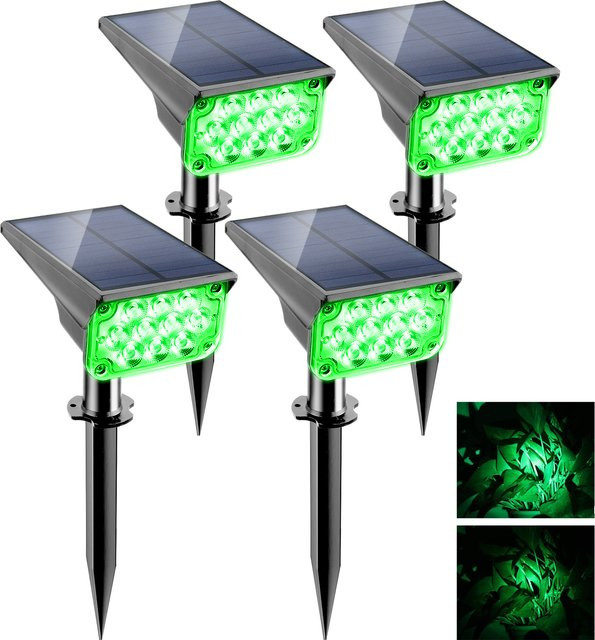 T-SUNRISE Solar Gartenstrahler LED Grün IP65 Wasserdicht Outdoor Flutlicht für Garten und Terrasse - Bild 1